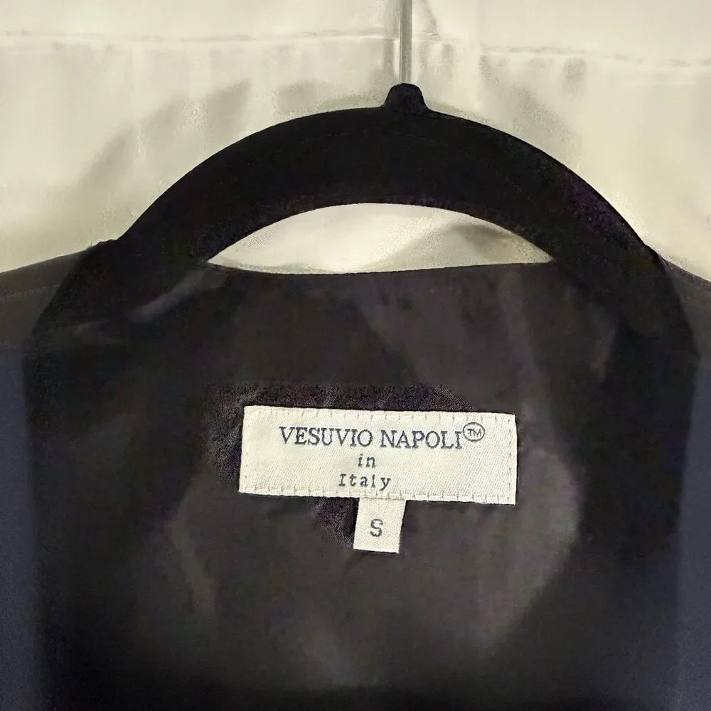 Vesuvio Napoli in Italy Suit Vest Men's Small Blue Black Button Up V-Neck